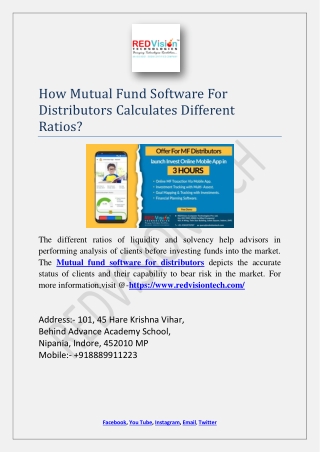 How Mutual Fund Software For Distributors Calculates Different Ratios?