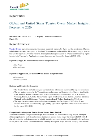 Toaster Ovens Market Insights, Forecast to 2026