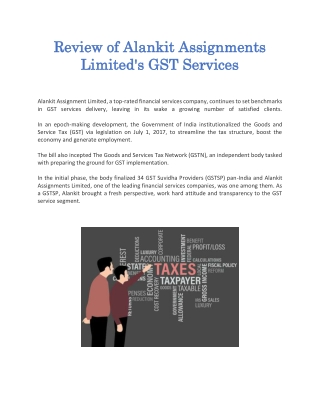 Review of Alankit Assignments Limited's GST Services