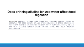 Does drinking alkaline ionized water affect food digestion