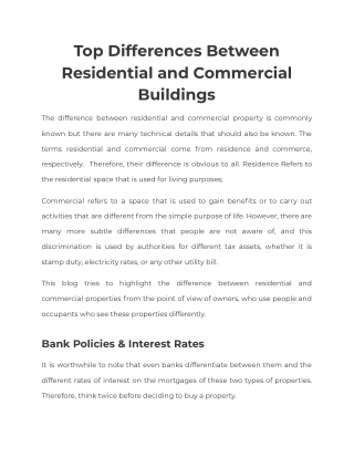 Differences Between Residential and Commercial Buildings