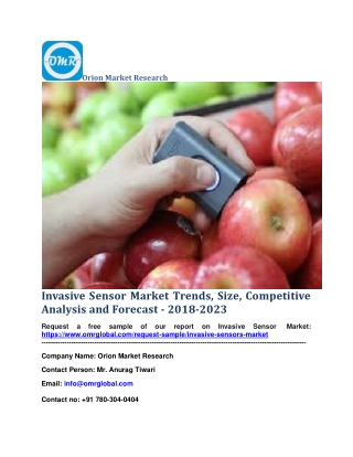 Invasive Sensor Market Trends, Size, Competitive Analysis and Forecast - 2018-2023