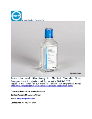 Penicillin and Streptomycin Market Trends, Size, Competitive Analysis and Forecast - 2019-2025