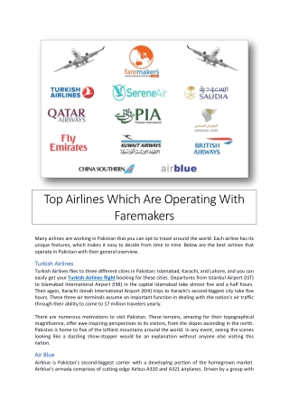 Airlines Operating With Faremakers