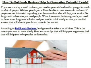How Do Boldleads Reviews Help In Generating Potential Leads?