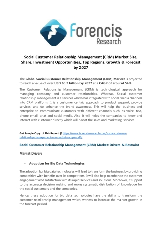 Social customer relationship management (crm) market technological advancements, evolving industry trends and insights 2