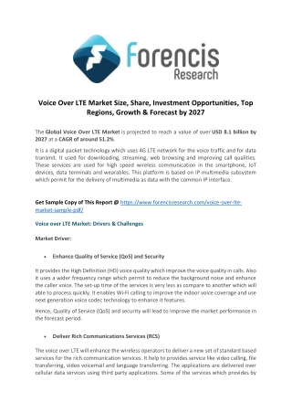 Voice over lte market technological advancements, evolving industry trends and insights 2019   2027