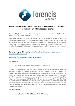 Agricultural enzymes market technological advancements, evolving industry trends and insights 2019   2027