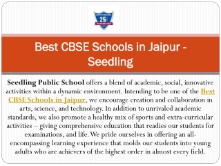 Best CBSE Schools in Jaipur - Seedling