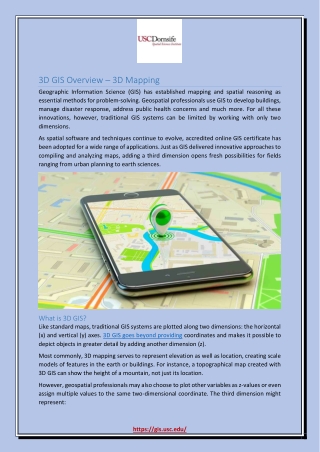 3D GIS Overview – 3D Mapping