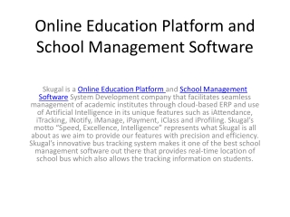 Online Education Platform and School Management Software