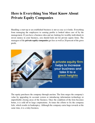 Here is Everything You Must Know About Private Equity Companies