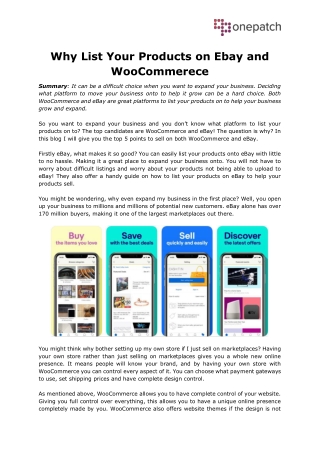 Why List Your Products on Ebay and WooCommerece