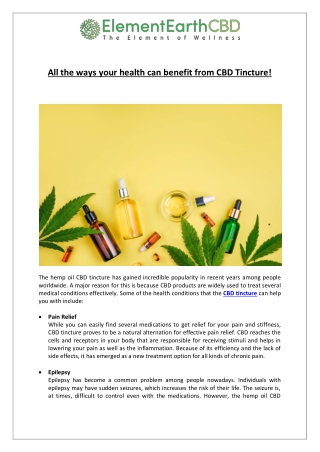 All the ways your health can benefit from CBD Tincture!
