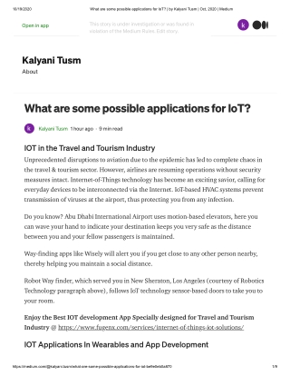 What are some possible applications for IoT?