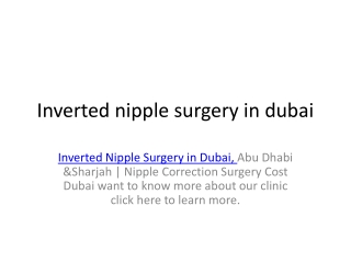 Inverted Nipple Surgery in dubai