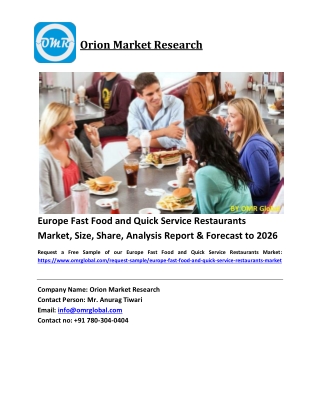 Europe Fast Food and Quick Service Restaurants Market Size, Industry Trends, Share and Forecast 2020-2026