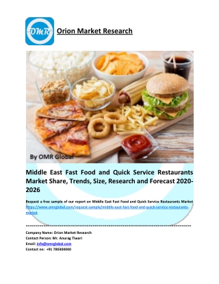 Middle East Fast Food and Quick Service Restaurants Market Size, Share, Analysis, Industry Report and Forecast to 2026