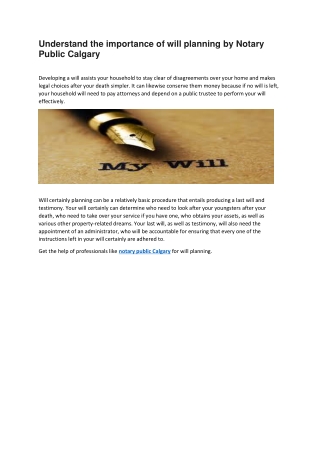 Understand the importance of will planning by Notary Public Calgary