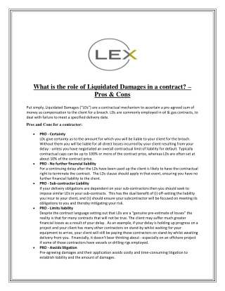 What is the role of Liquidated Damages in a contract? – Pros & Cons