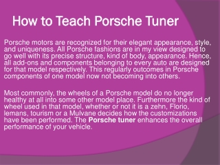 How to Teach Porsche Tuner