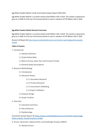 Egg White Powder Market Forecast Report 2020-2025