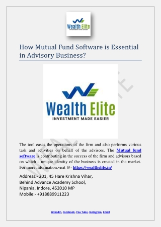 How Mutual Fund Software is Essential in Advisory Business?