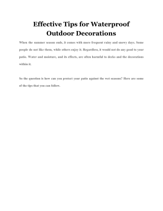 Effective Tips for Waterproof Outdoor Decorations