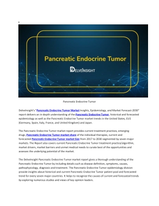 Pancreatic Endocrine Tumor Disease Understanding and Treatment Algorithm