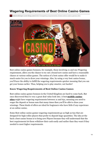 Wagering Requirements of Best Online Casino Games