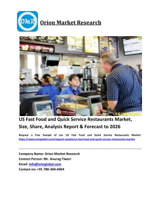 US Fast Food and Quick Service Restaurants Market Size, Industry Trends, Share and Forecast 2020-2026