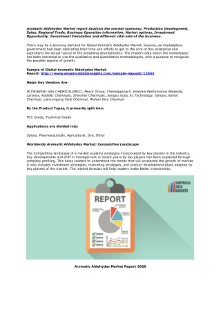 Aromatic Aldehydes Market Share, Analysis, Demand and Forecasts to 2026