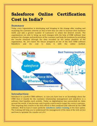 Salesforce Online Certification Cost in India?