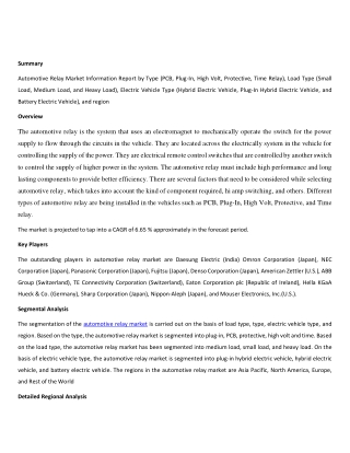 Automotive Relay Market