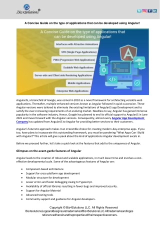 A Concise Guide on the type of applications that can be developed using Angular!