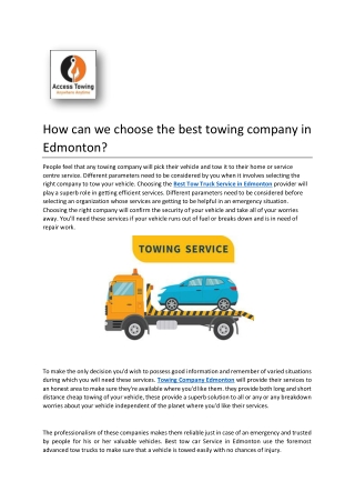 Cheap Tow Truck Service In Edmonton | Accesstowing.ca