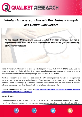 Wireless Brain sensors Market Size, Technology Insights, Analysis and Forecast Report by 2027