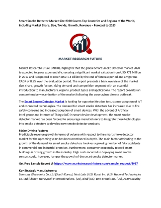 Smart Smoke Detector Market Size 2020 Covers Top Countries and Regions of the World