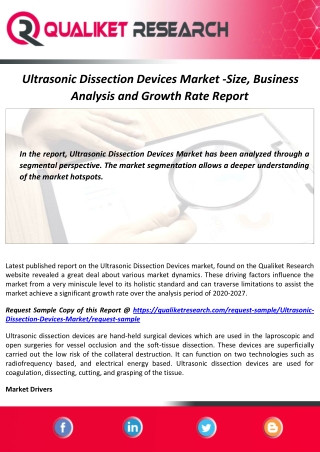 Ultrasonic Dissection Devices Market Size, Demand, Analysis and Forecast Report