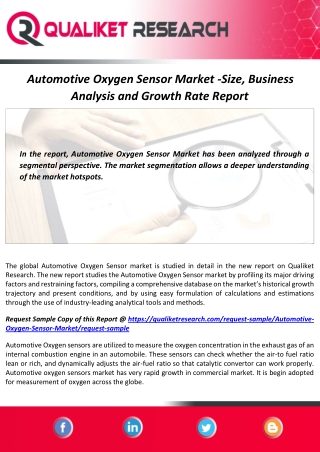 Automotive Oxygen Sensor Market Size, Share, Growth Analysis and Forecast Report by 2027