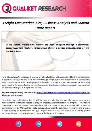 Freight Cars Market Size will Escalate Rapidly in the Near Future | Industry Forecast Report by 2027
