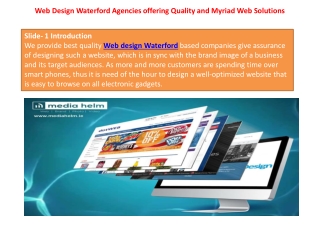 Web Design Waterford Agencies offering Quality and Myriad Web Solutions