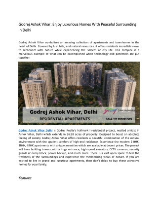 Godrej Ashok Vihar Luxurious Residencies In Delhi