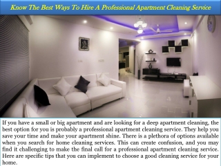 Know The Best Ways To Hire A Professional Apartment Cleaning Service
