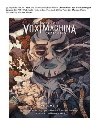 Critical Role: Vox Machina Origins Volume II | #^PDF @~EPub