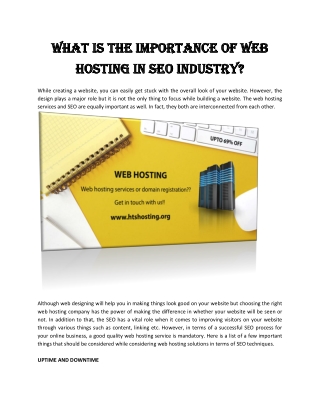 What is the Importance of Web Hosting in SEO Industry?