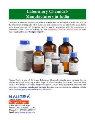 Laboratory Chemicals Manufacturers in India