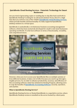 QuickBooks Cloud Hosting Services - Futuristic Technology for Smart Businesses