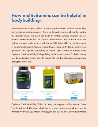 How multivitamins can be helpful in bodybuilding?