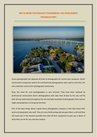 Why is drone photography fundamental for development organizations